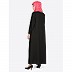 Front open zipper abaya- Black